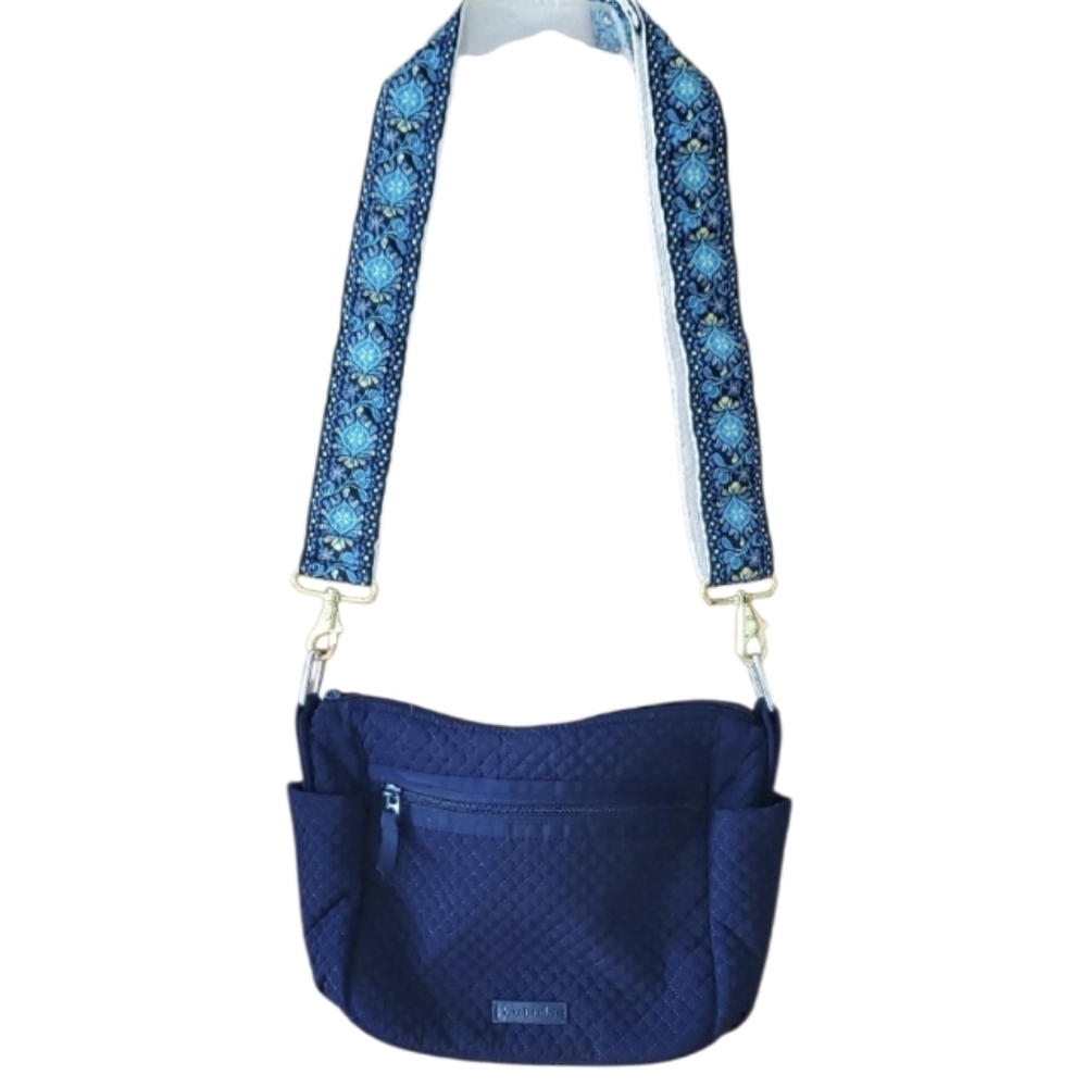 MODIFIED Vera Bradley‎ Navy Microfiber On The Go Crossbody Purse